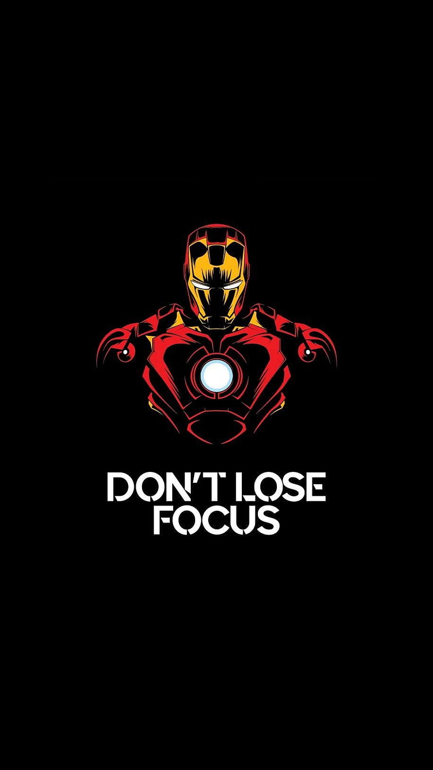 Iron Man Minimalist Armor Illustration with Motivational Focus Quote on Black Background, Don't Lose Focus. Marvel comics , Iron man , Iron man art, Iron Man Quotes HD phone wallpaper