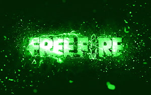 Garena Free Fire Glowing Green Neon Logo with Electric Sparks and Particle Effects HD wallpaper
