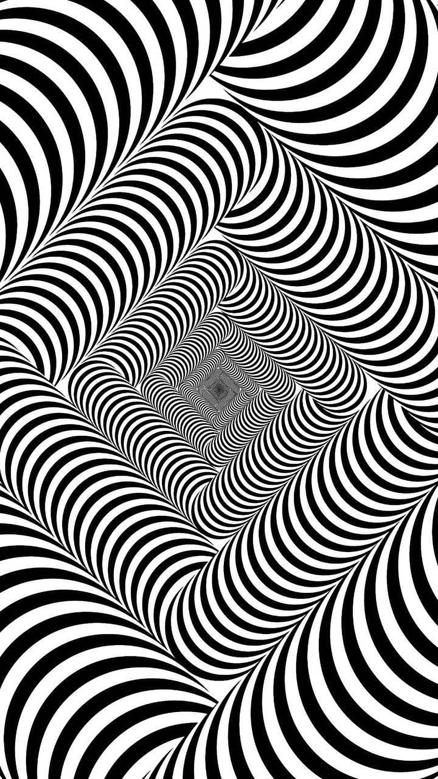 Black and White Op Art Tunnel with Hypnotic Striped Pattern and Geometric Depth HD phone wallpaper