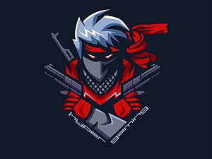 Hyper Gaming Esports Mascot Logo with Ninja Character and Crossed Rifles HD wallpaper