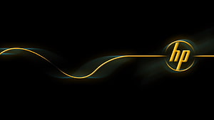 HP Logo with Golden Wave on Black Background HD wallpaper