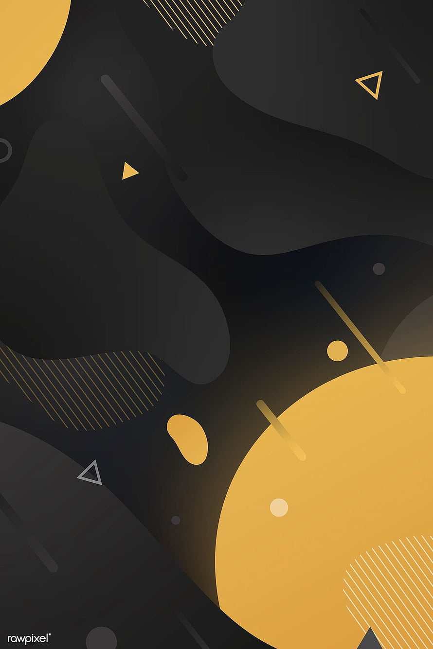 Abstract Geometric Art with Gold and Black Shapes HD phone wallpaper