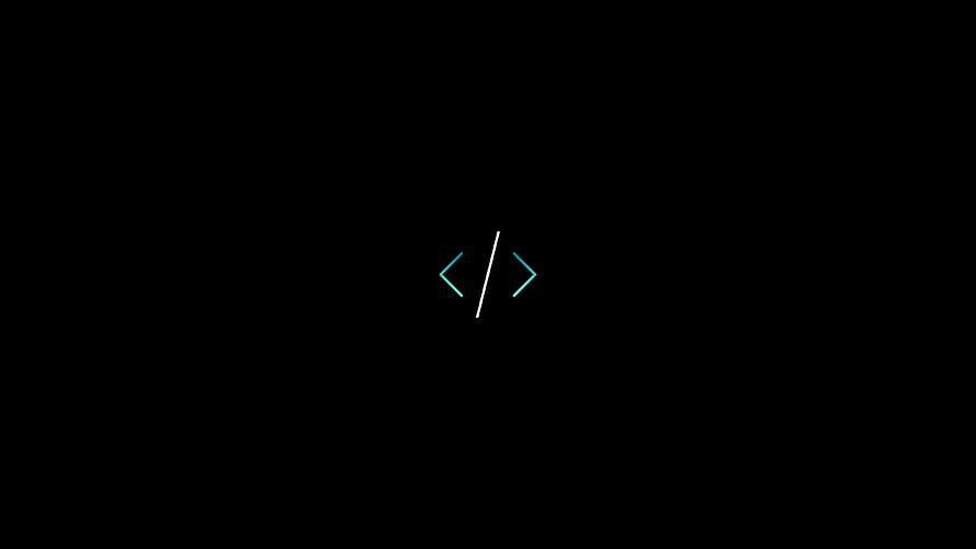 Minimalist Code Symbol Wallpaper with Cyan Brackets on Black Background HD wallpaper