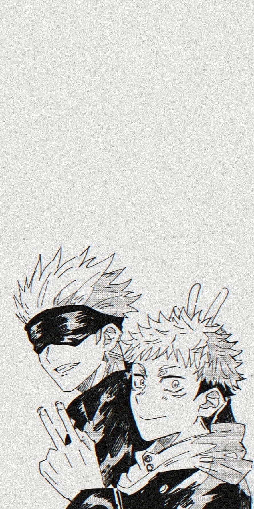 Gojo Satoru and Itadori Yuji Black and White Manga Illustration from Jujutsu Kaisen HD phone wallpaper