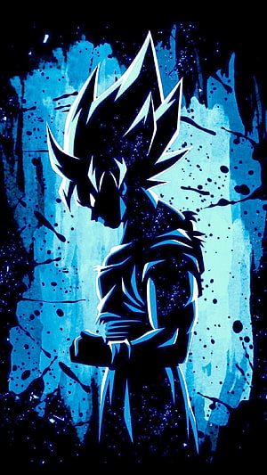 Goku Blue Super Saiyan God SS Silhouette Anime Wallpaper HD phone wallpaper