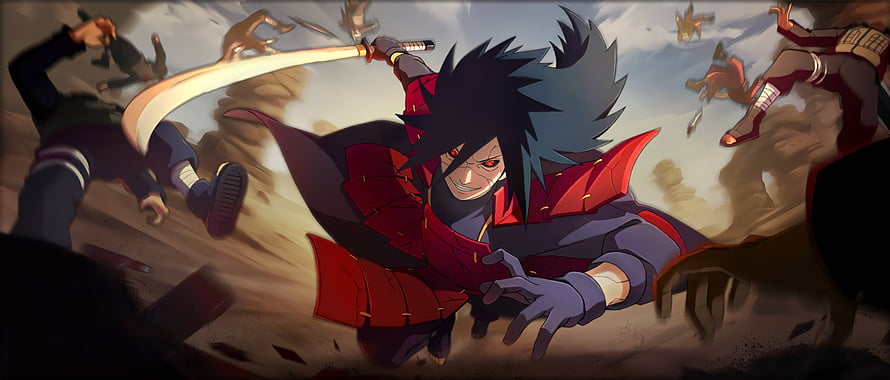 Madara Uchiha Edo Tensei Battle Scene from Naruto Mobile Game HD wallpaper