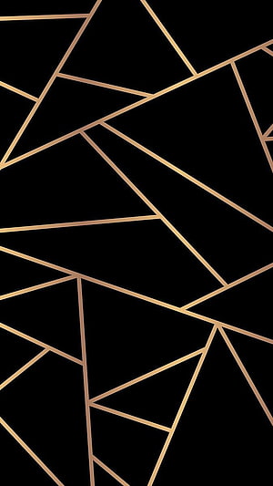 Elegant Gold Geometric Line Art on Black Background HD phone wallpaper