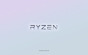 AMD Ryzen metallic logo on soft pastel gradient background HD wallpaper