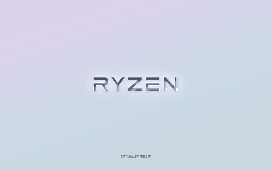 AMD Ryzen metallic logo on soft pastel gradient background HD wallpaper