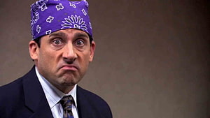 Michael Scott from The Office Wearing a Purple Bandana and Business Suit HD wallpaper