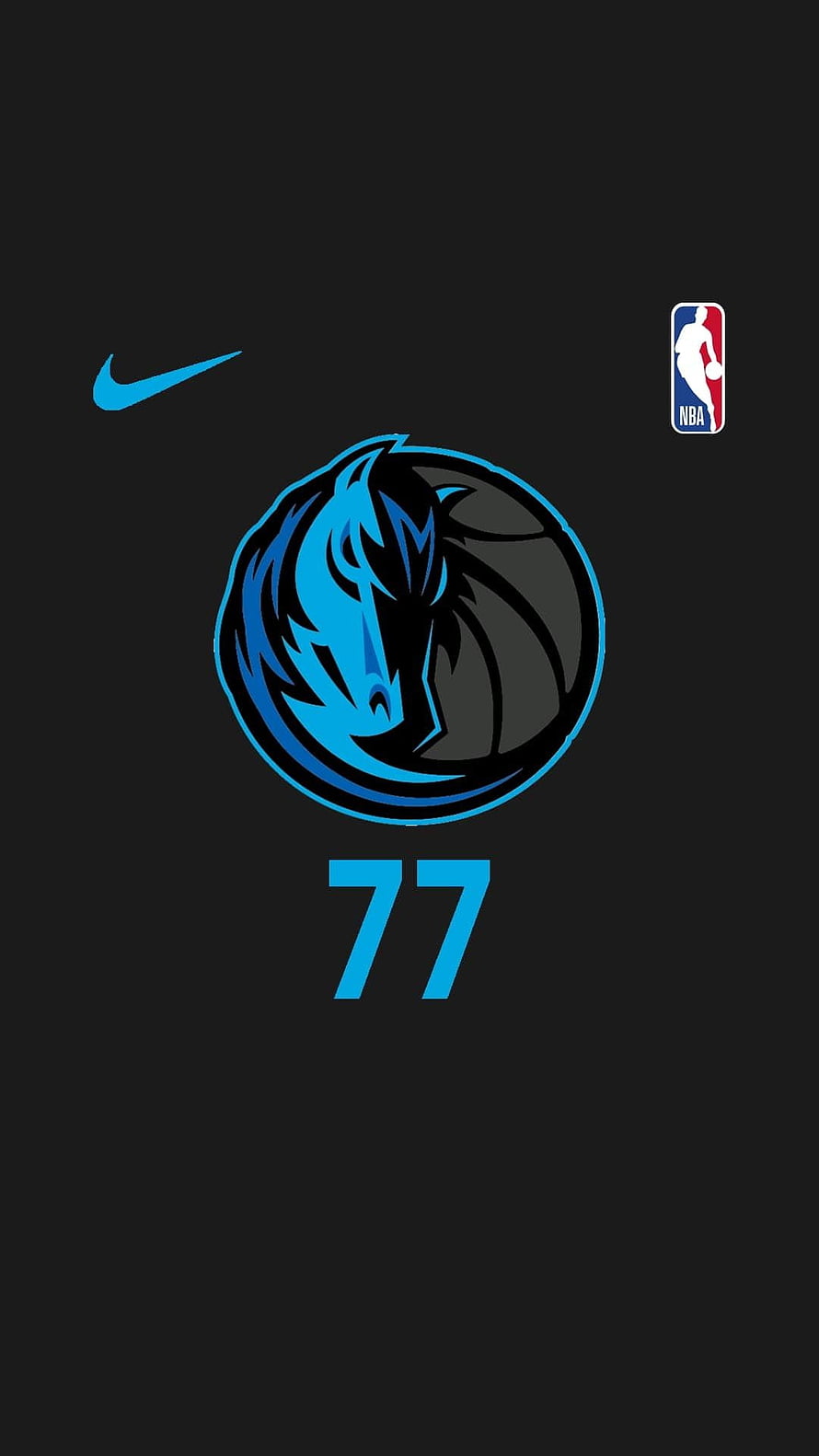 Dallas Mavericks Number 77 Jersey Graphic with Nike and NBA Logos on Black Background HD phone wallpaper