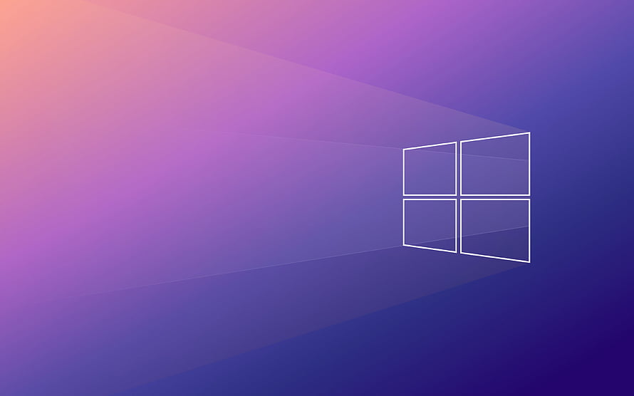 Windows 10 Minimalist Logo on Violet and Blue Gradient Background HD wallpaper