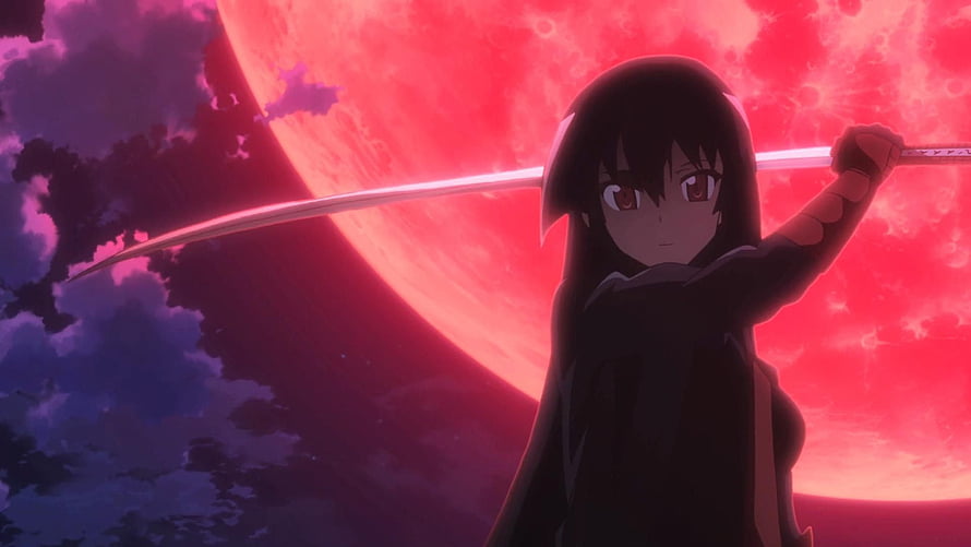 Akame Ga Kill Anime Character Wielding Katana Against Crimson Sky HD wallpaper