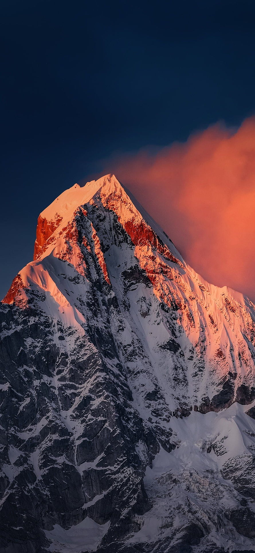 Majestic Snow-Capped Mountain Peak Illuminated by Golden Sunrise Light HD phone wallpaper