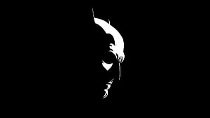 Minimalist Batman Silhouette Profile Against Black Background, Batman, dark knight, minimal HD wallpaper