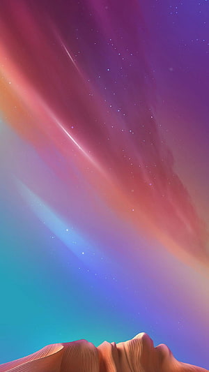 Vibrant Aurora Borealis Over Abstract Sand Dunes With Starry Night Sky HD phone wallpaper