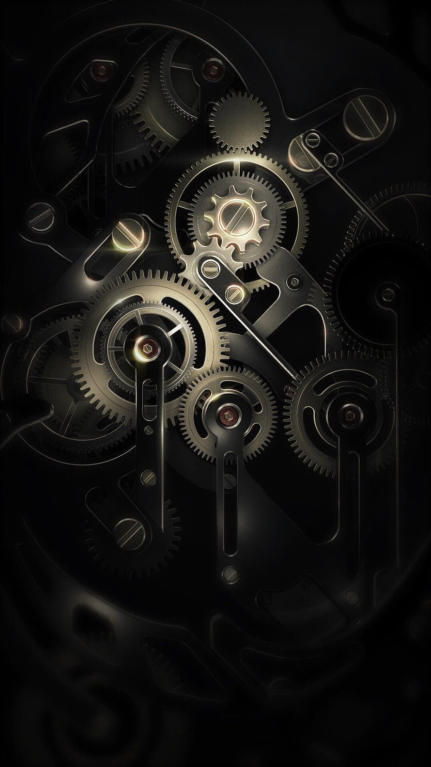 Intricate Steampunk Gears and Mechanical Cogs in Dark Metallic Tones HD phone wallpaper