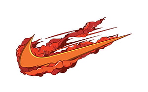 Nike Swoosh Logo With Fiery Smoke Trail And Speed Lines On White Background HD wallpaper