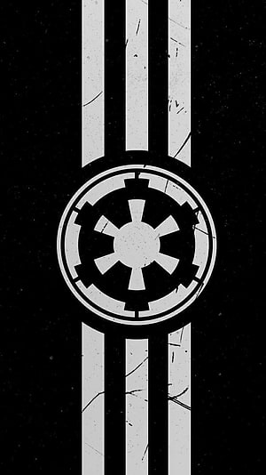 Minimalist Star Wars Galactic Empire Emblem with Distressed Texture on Black Background HD phone wallpaper