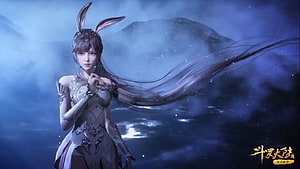 Soul Land 2 Character with Rabbit Ears in Ethereal Misty Landscape HD wallpaper