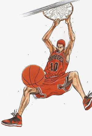 Hanamichi Sakuragi Slam Dunk Illustration in Shohoku Jersey HD phone wallpaper