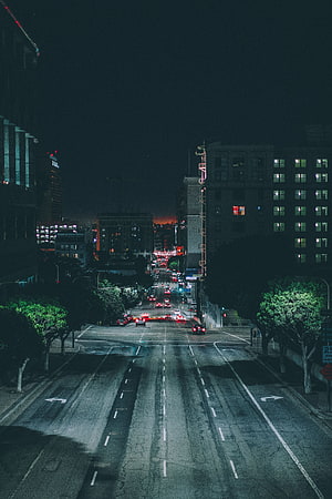 Cinematic Night Cityscape with Wet Streets and Distant Traffic Lights HD phone wallpaper