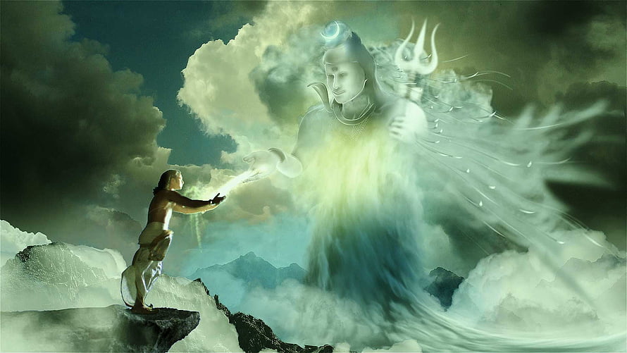 Arjun Receives Divine Blessing From Lord Shiva in Mahabharat HD wallpaper