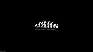 Evolution of Humanity Silhouette with Humorous Twist on Black Background HD wallpaper