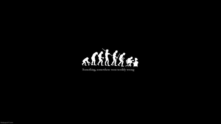 Evolution of Humanity Silhouette with Humorous Twist on Black Background HD wallpaper