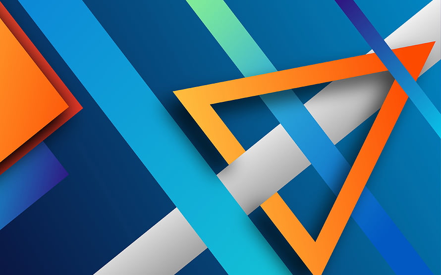 Abstract Geometric Shapes With Blue And Orange Triangles HD wallpaper