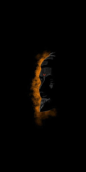 Chhatrapati Shivaji Maharaj Portrait with Fiery Orange Smoke on Black Background HD phone wallpaper
