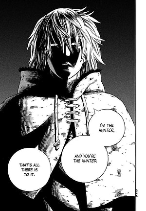 Thorfinn Karlsefni from Vinland Saga in Dramatic Black and White Manga Panel HD phone wallpaper
