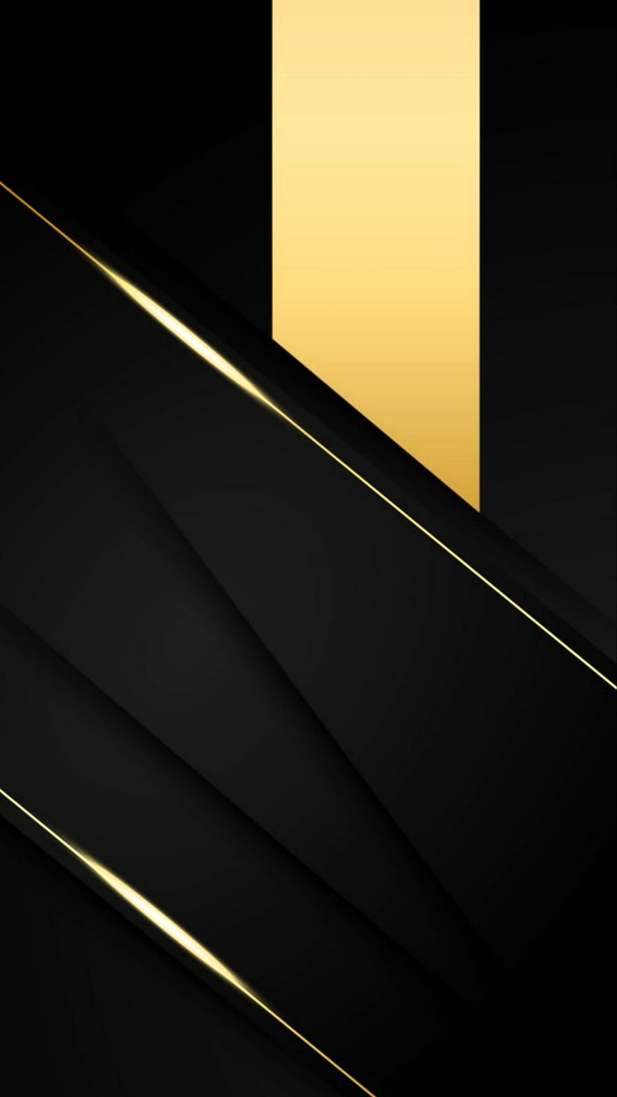 Elegant Black and Gold Geometric Abstract Design with Diagonal Neon Lines HD phone wallpaper