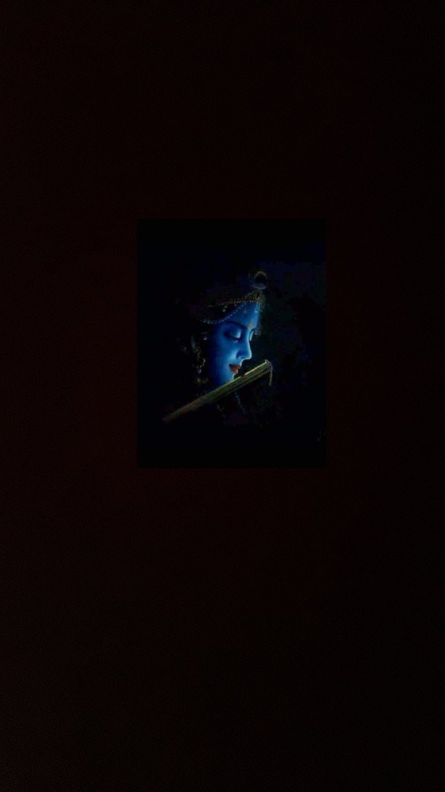 Serene Blue Krishna Playing Flute in Dark Artistic Portrait HD phone wallpaper