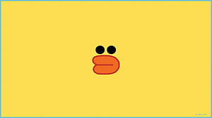 Minimalist Cartoon Face With Big Orange Lips On Yellow Background HD wallpaper