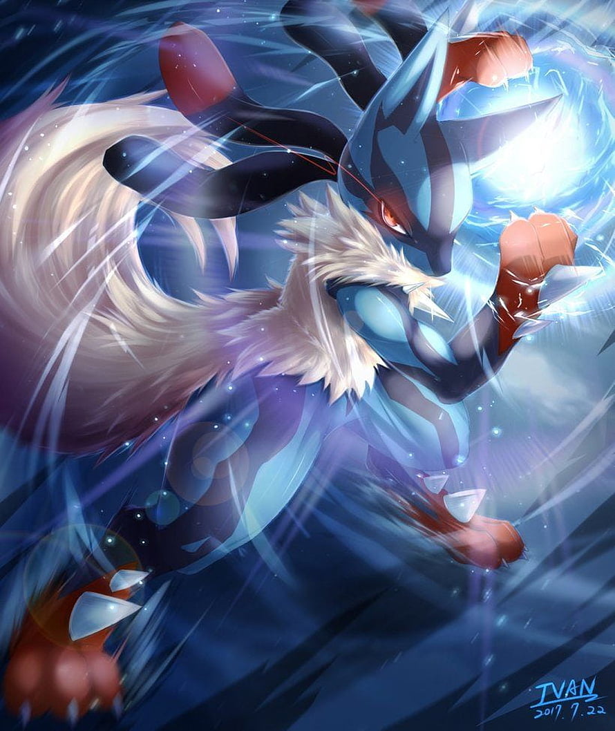 Zeraora dynamic battle artwork with electric energy and flowing fur HD phone wallpaper