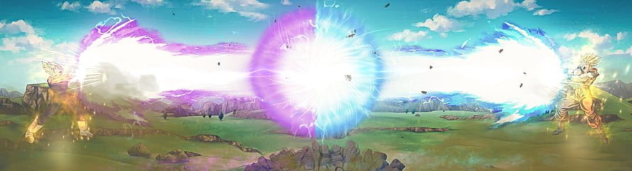 Dragon Ball Z Super Saiyan Goku and Vegeta Kamehameha Clash Battle Scene HD wallpaper