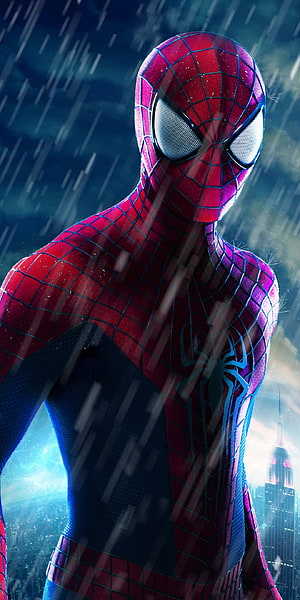 Spider-Man in Rainy Cityscape - Dramatic Superhero Portrait, Spiderman, The amazing spider man, Andrew Garfield, Marvel HD phone wallpaper