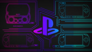 Neon PlayStation Portable Outline Artwork With Glowing Logo HD wallpaper