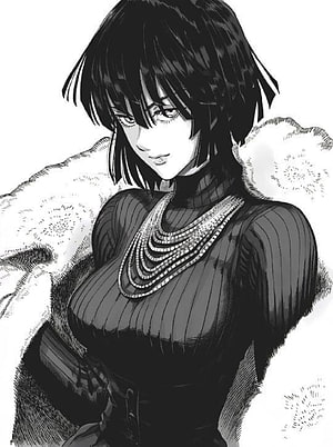 Fubuki Kiryuin Black and White Manga Illustration with Fur Coat and Necklace HD phone wallpaper