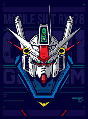 Gundam RX-78-2 Head Illustration with GP01 Marking and Blue Tech Background HD phone wallpaper