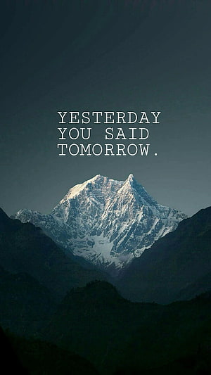 Snow-Capped Mountain Peak at Dusk with Inspirational Quote Overlay HD phone wallpaper