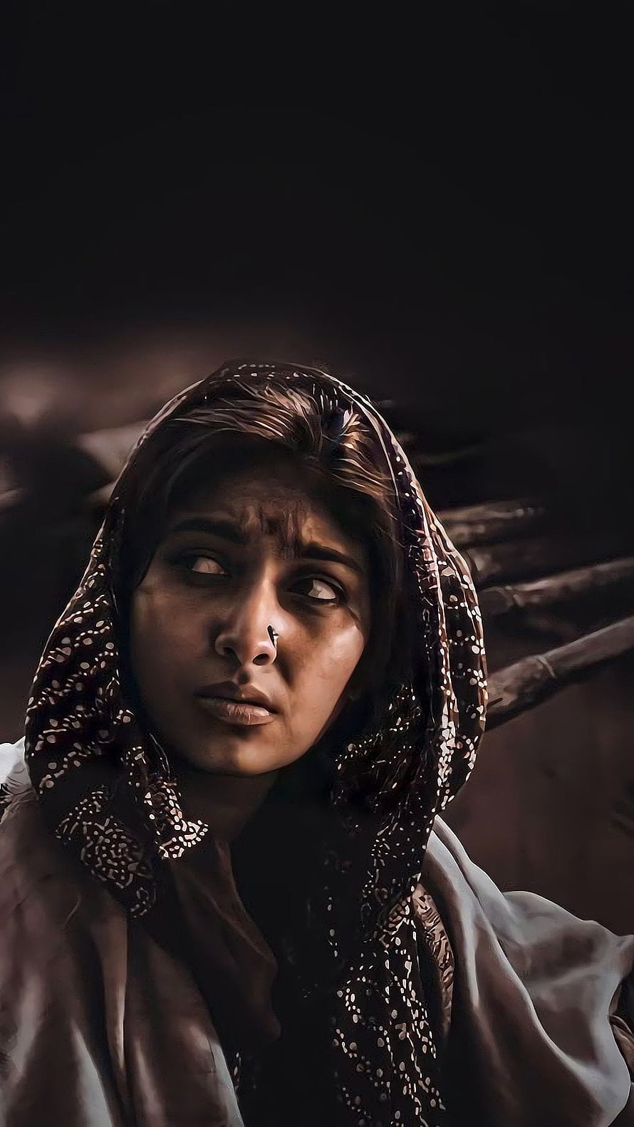 KGF Character Portrait in Traditional Headscarf with Dramatic Low-Key Lighting HD phone wallpaper