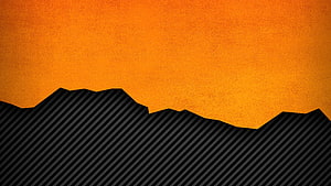 Abstract Orange Sky With Black Diagonal Striped Mountain Silhouette Background HD wallpaper