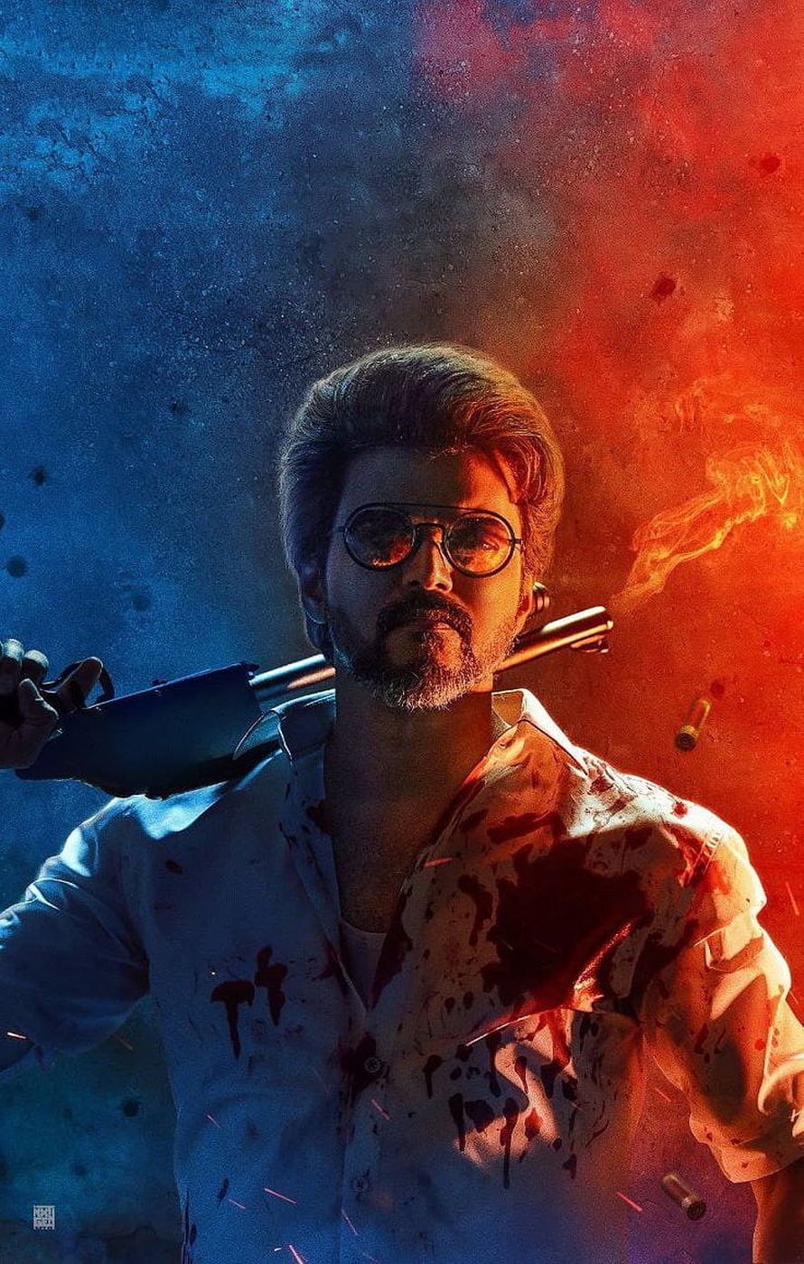 Pushpa Raj Character Artwork with Shotgun and Blood Splatter HD phone wallpaper