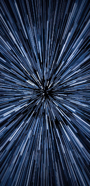 Star Wars Hyperspace Jump Effect with Radiating Blue Light Streaks on Black Background HD phone wallpaper