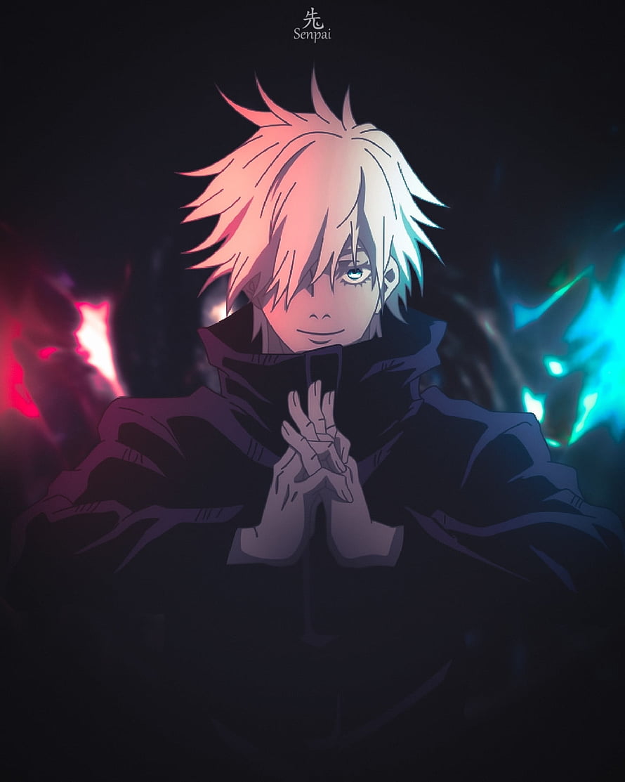 Satoru Gojo Anime Character With Blue And Red Energy Aura HD phone wallpaper