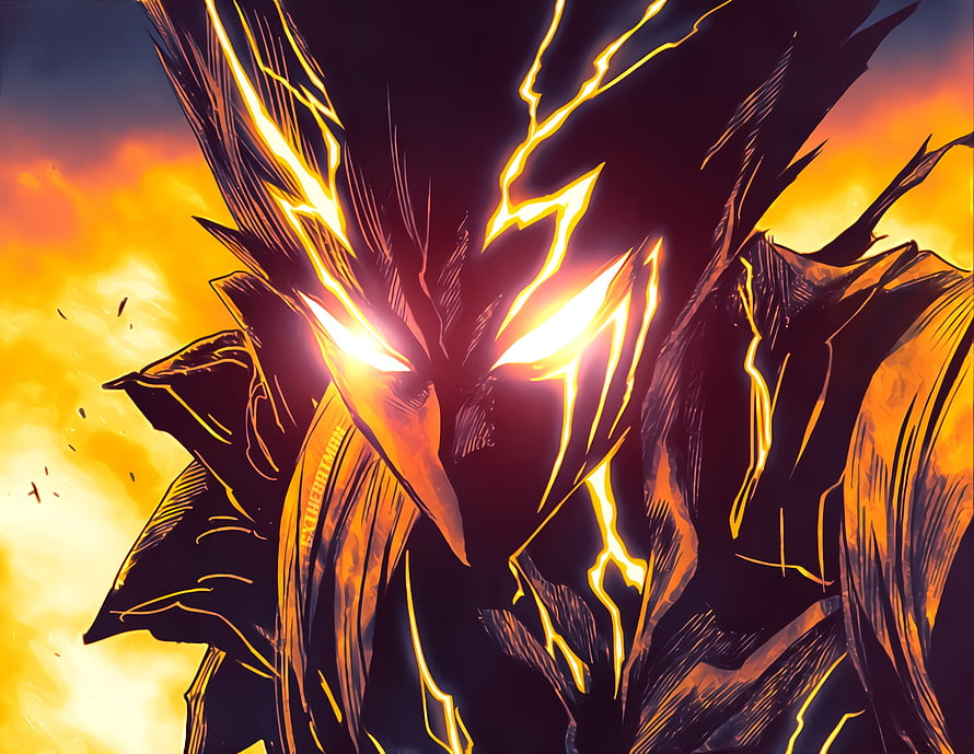 Dark Anime Character With Glowing Yellow Eyes And Lightning Aura HD wallpaper