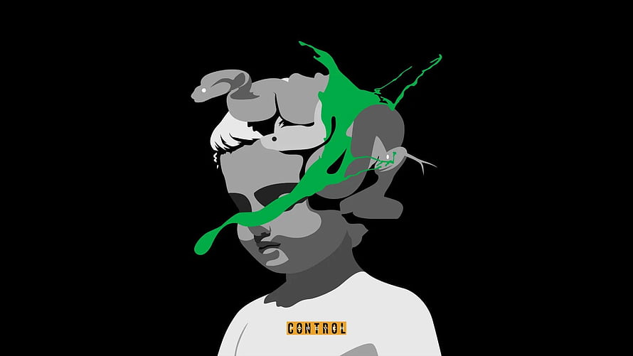 Control Video Game Stylized Artwork Featuring Woman With Green Liquid and Snake, Drip Harder, Drip Too Hard HD wallpaper