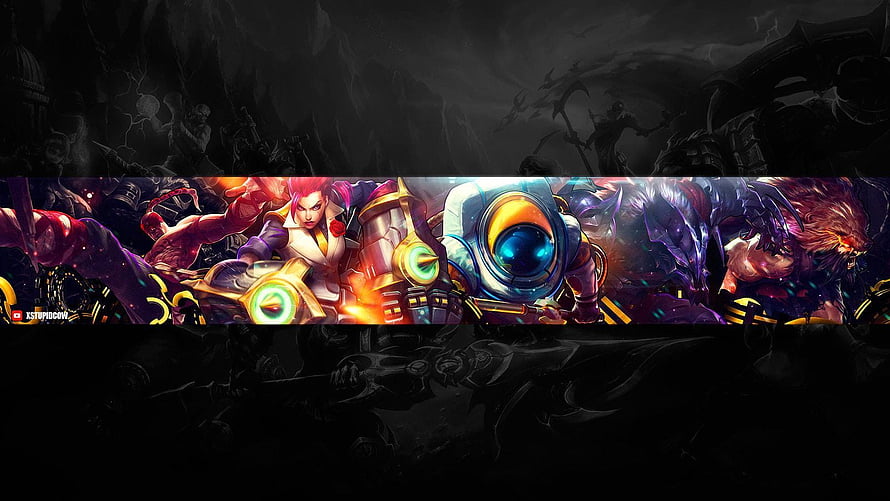 Dark Fantasy Gaming Banner with Vibrant Character Lineup and Sci-Fi Elements HD wallpaper